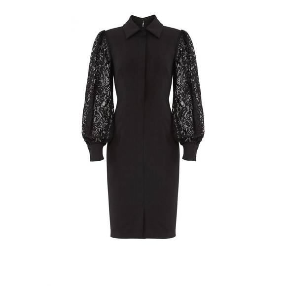 BADGLEY MISCHKA lace sleeve shirtdress in black - Picture 5 of 5